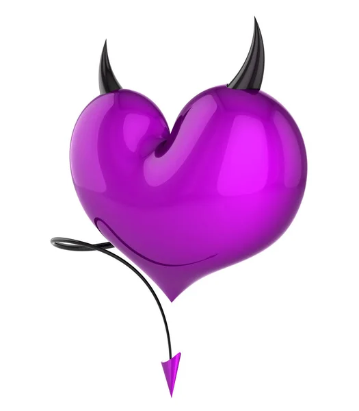Heart purple devil love abstract evil demon lover concept — Stock Photo, Image