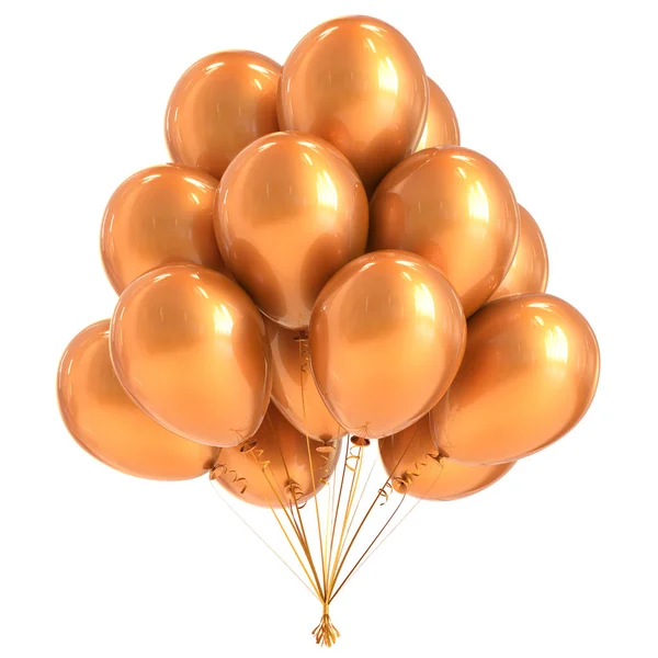 Ballon jaune fête anniversaire décoration bouquet ballons or — Photo