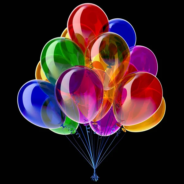 Balloon party birthday balloons bunch decoration colorful on black