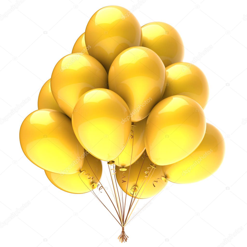 Balloon bunch yellow happy birthday party decoration glossy