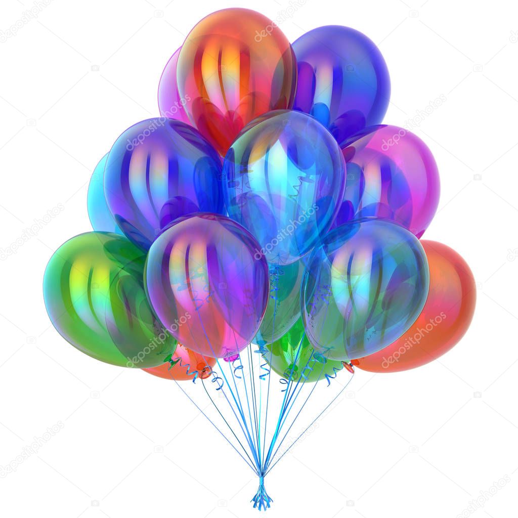 Birthday balloon party balloons bunch decoration colorful isolated