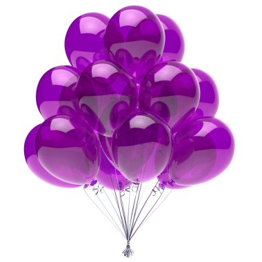 Mor doğum günü partisi dekorasyon parlak balonlar mor balon
