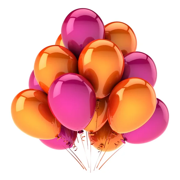 Feliz cumpleaños globo fiesta fiesta decoración rosa naranja — Foto de Stock