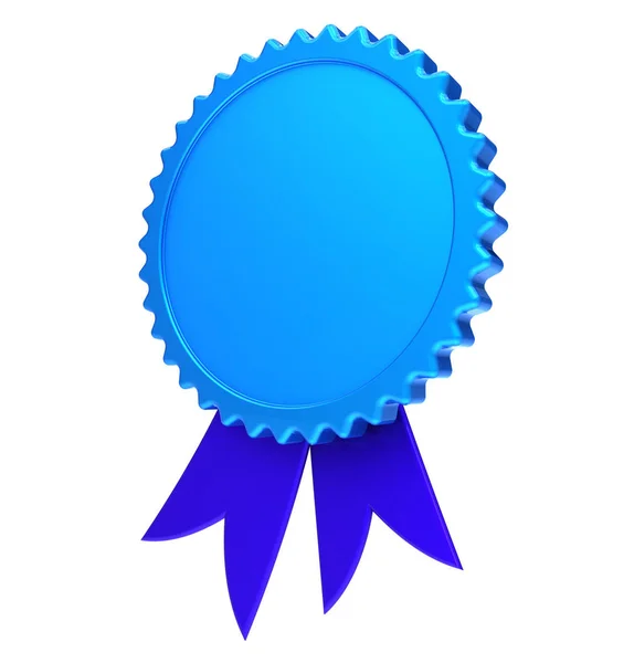Cinta roseta premio en blanco medalla de recompensa azul — Foto de Stock