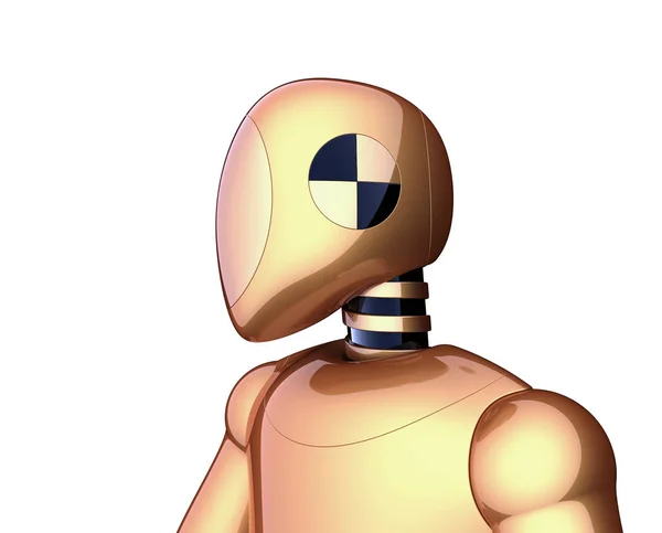 Robot dorado futurista cyborg bot androide amarillo metálico — Foto de Stock