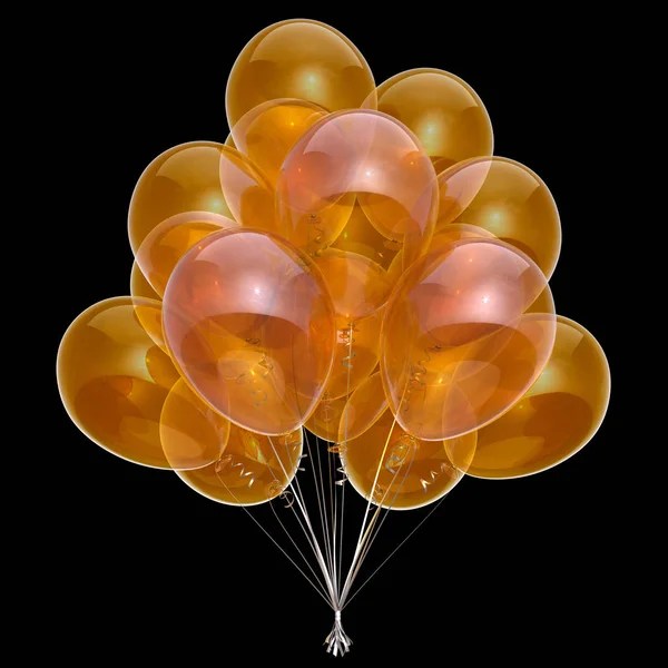 Globo amarillo fiesta cumpleaños decoración brillante globos manojo — Foto de Stock
