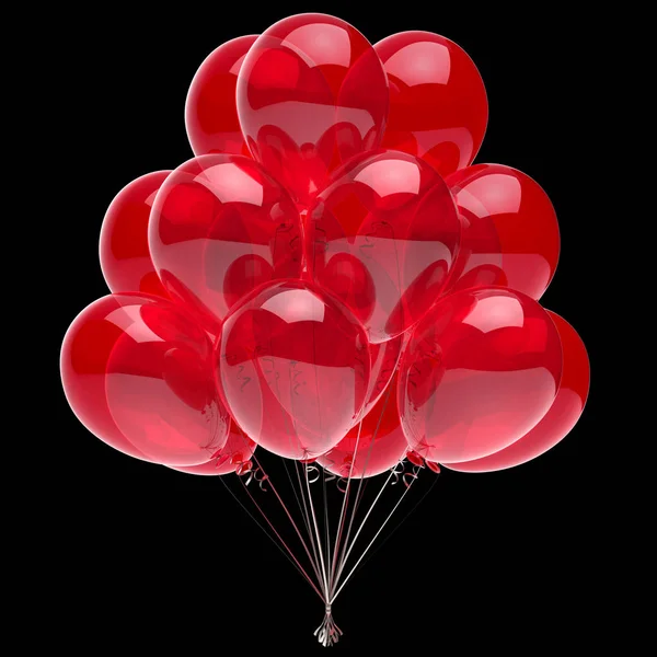 Globo rojo fiesta cumpleaños decoración brillante globos manojo —  Fotos de Stock