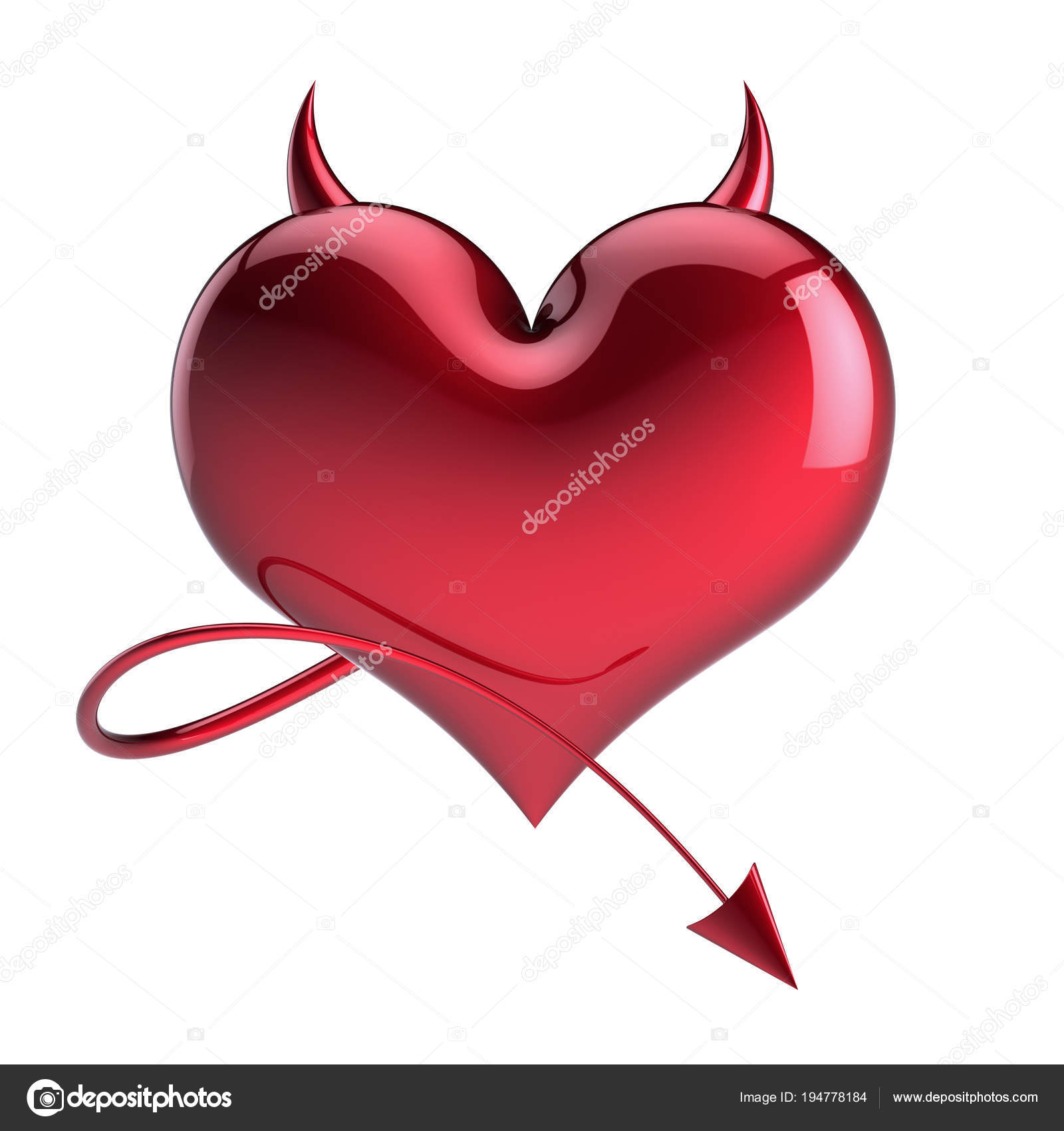 concetto di amante, rosso con corna affilate e coda. Elemento di disegno divertente cartolina d\u0027auguri di San Valentino. illustrazione 3D