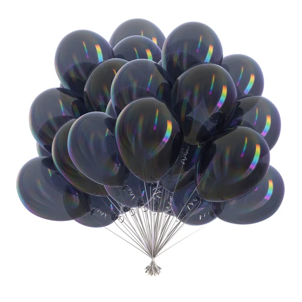 Siyah balon parti dekorasyon parlak demet — Stok fotoğraf