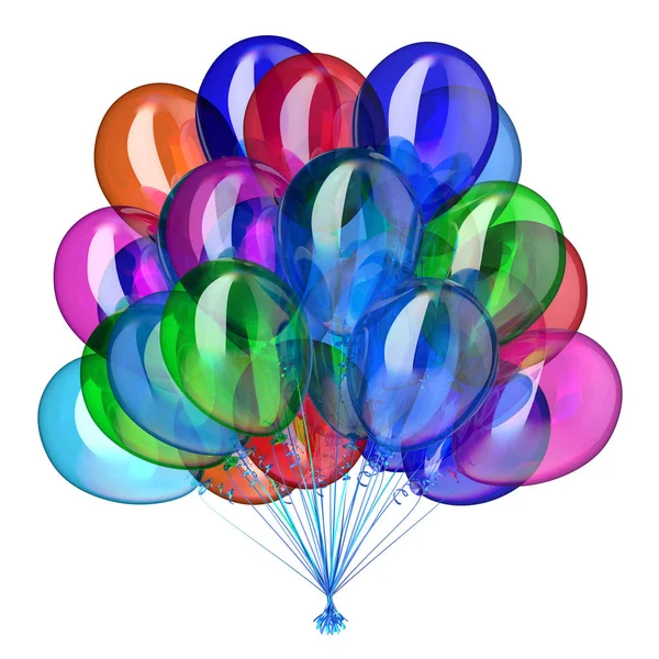 Bunte Luftballons Bündel glänzende Party-Dekoration — Stockfoto