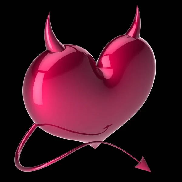 Duivel hart vorm hoorns en staart vergiftigen love abstract — Stockfoto