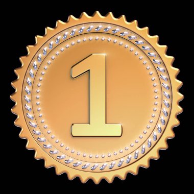 Madalya ilk yer 1 Ödülü Altın. Numaralı simgesi