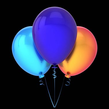 Balonlar 3 üç turuncu mavi doğum günü parti balon grup