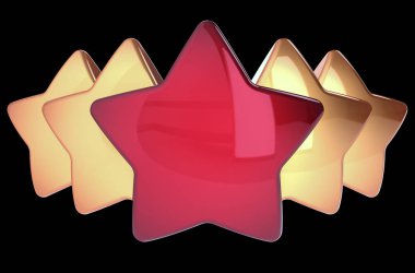 Yıldız 5 beş ayarlanmış satır bir kırmızı dört altın liderlik kavramı