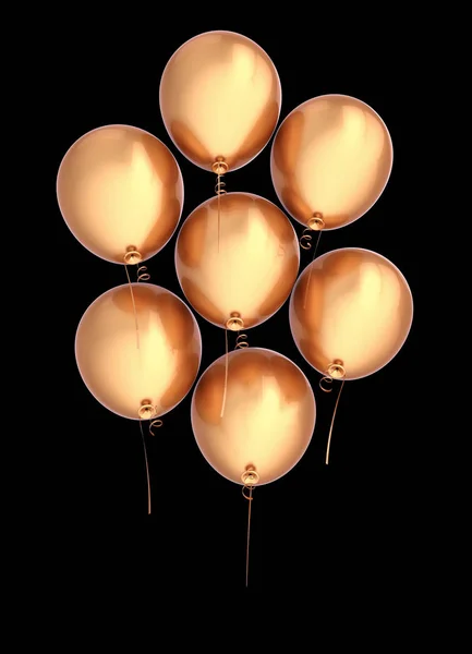 Arany party léggömbök 7 hét repülő fel születésnapi dekoráció — Stock Fotó