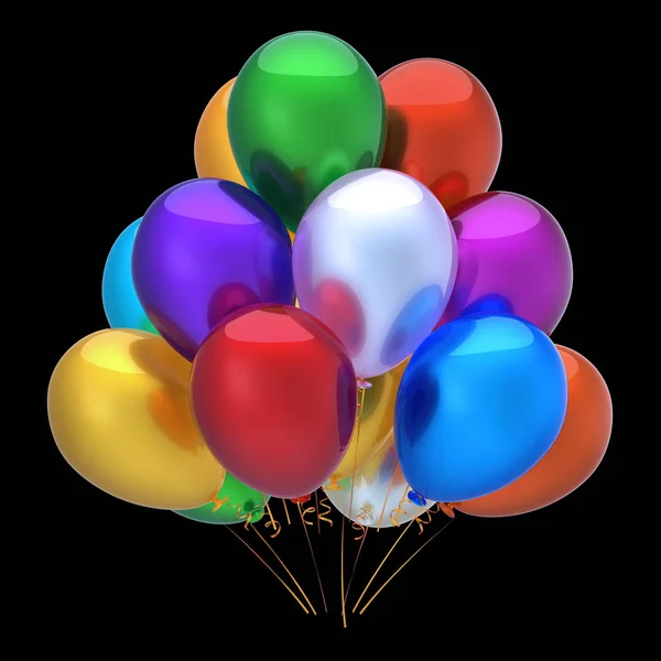 Colorful balloons happy birthday party decoration multicolored — Stock Photo, Image