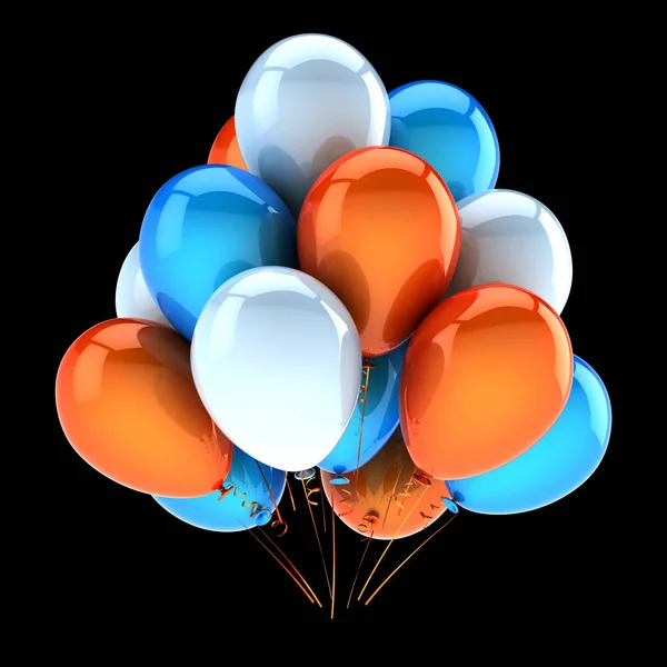 Party ballonger färgglada vit blå orange dekoration — Stockfoto