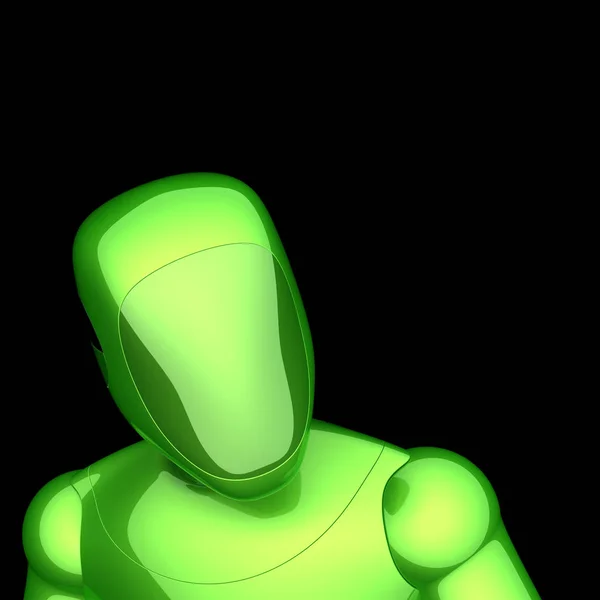 Robot futuristic green cyborg android artificial character — Stock Photo, Image