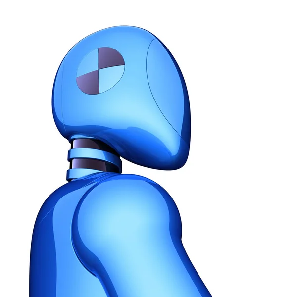 Blue robot futuristic artificial cyborg crush test dummy — Stock Photo, Image