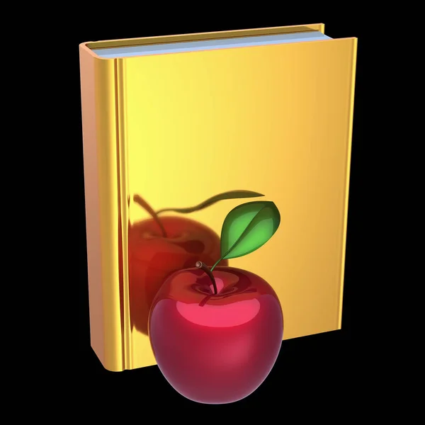 Яблоко и книга. Образование, знания, символ обучения — стоковое фото