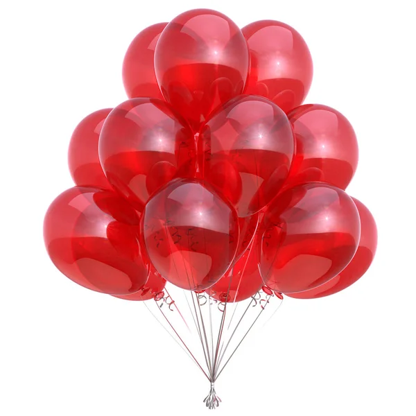 Červená helium balónky barevné narozeniny party dekorace lesklý — Stock fotografie