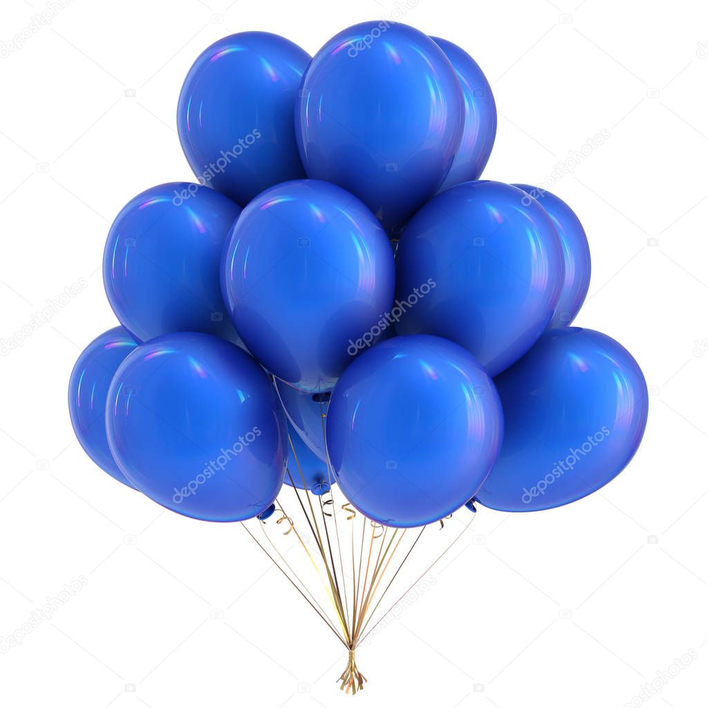 Blue party balloons bunch birthday holiday event decoration