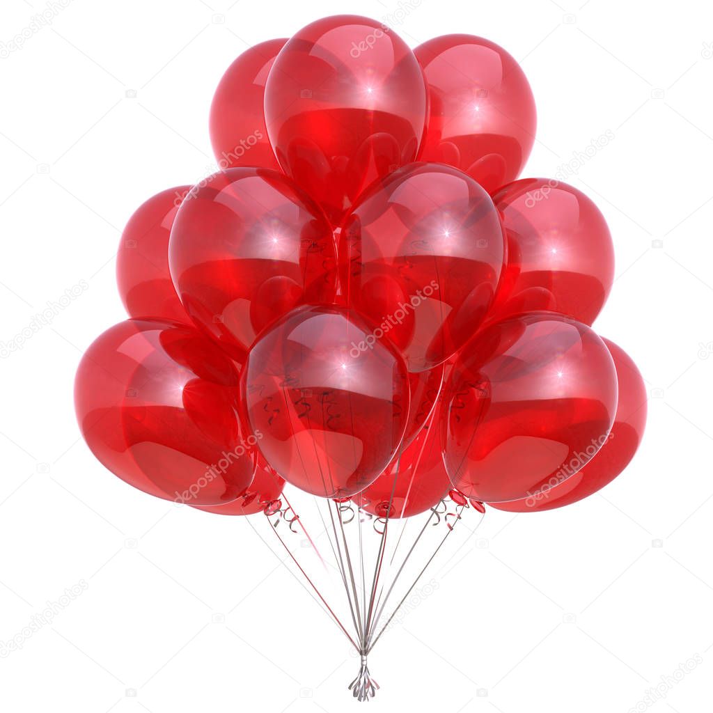 Red helium balloons colorful birthday party decoration shiny