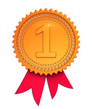 Sayı one1, ilk yer 1 ödül şerit altın madalya kırmızı