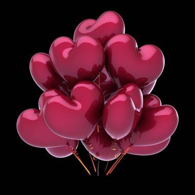 Kalp şeklinde kırmızı balonlar parti doğum günü dekorasyon parlak