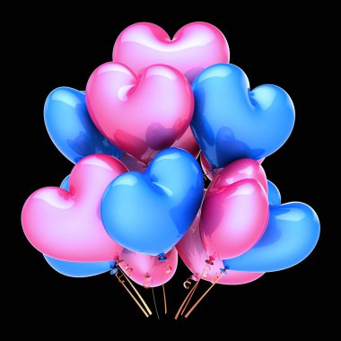 Balonlar kalp şeklinde aşk parti doğum günü dekorasyon pembe mavi