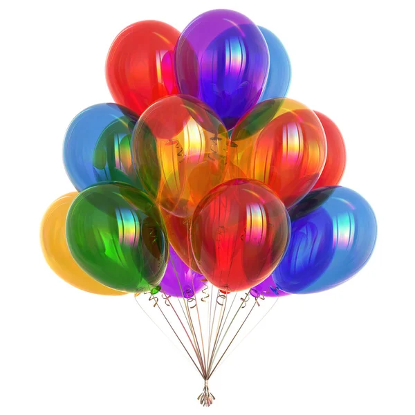 Colorful party balloons happy birthday helium balloon bunch — Stock Photo, Image