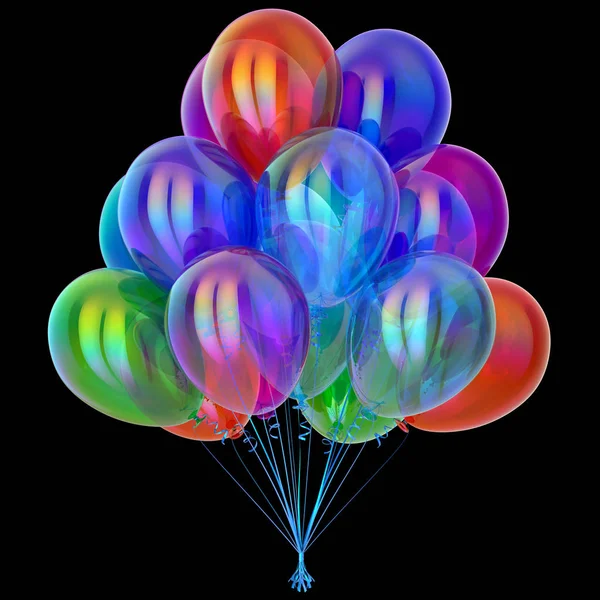 balloons party decoration multicolor isolated on black