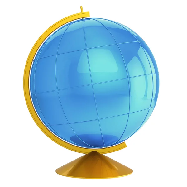 Planet Erde Globus leer glänzend blau goldenes Symbol — Stockfoto