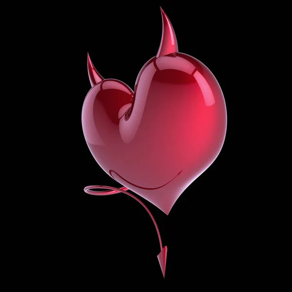 Heart devil red, fake love abstract, evil demon divorce symbol