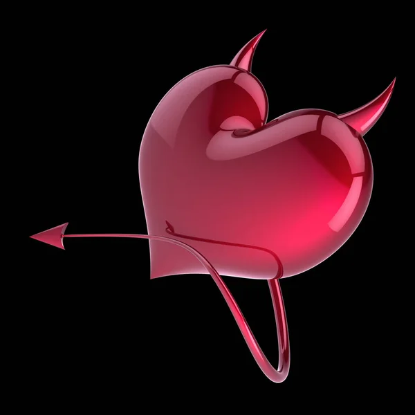 Hjärtat djävulen röd, falska älskar abstrakt, demon, onda, skilsmässa symbol — Stockfoto