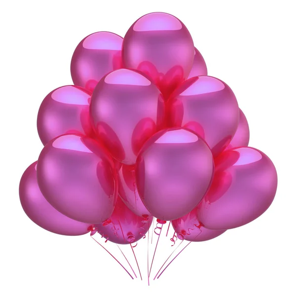 Ροζ μπαλόνια, διακόσμηση πάρτυ γενεθλίων, μπουκέτο μπαλόνια ηλίου — Φωτογραφία Αρχείου