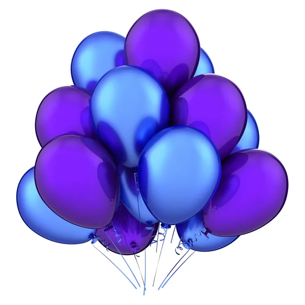 Födelsedag ballonger part dekoration blå lila — Stockfoto