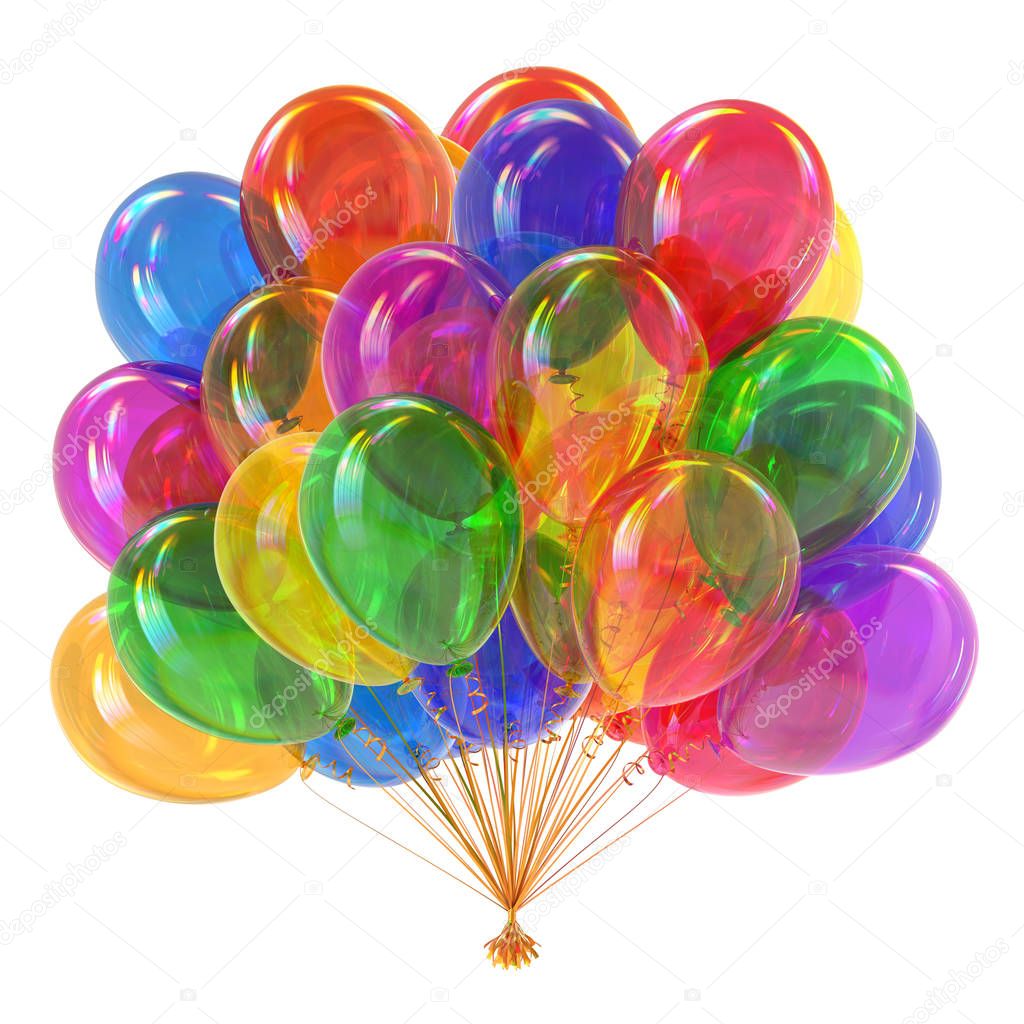 Colorful helium balloons bunch party decoration multicolor