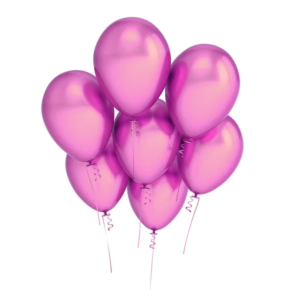 Party balloons 7 seven violet flying up, happy birthday decoration — Stock Photo, Image