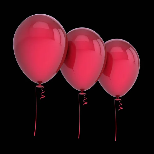 Κόκκινα μπαλόνια 3 τρεις πάρτι γενεθλίων διακόσμηση σειρά τοποθετημένα — Φωτογραφία Αρχείου