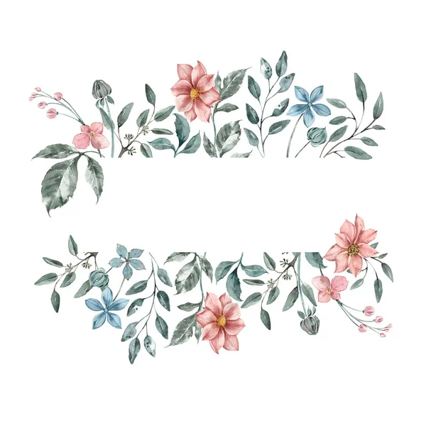 Красива рамка з ніжними персиковими квітками далії і бірюзовими кольоровими листям. Весільні прикраси . — стокове фото