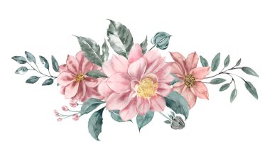 Yıldız çiçekleri ve okaliptüs yapraklı klasik çiçek aranjmanı