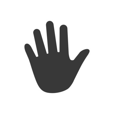 Avuç içi, El simgesi vektörü, düz tabela, katı resim izolasyonu