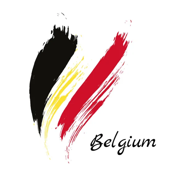 ベルギー カラフルなブラシ ストロークには、国民の国ベルギーの旗アイコンが描かれています。塗装の質感. — ストックベクタ