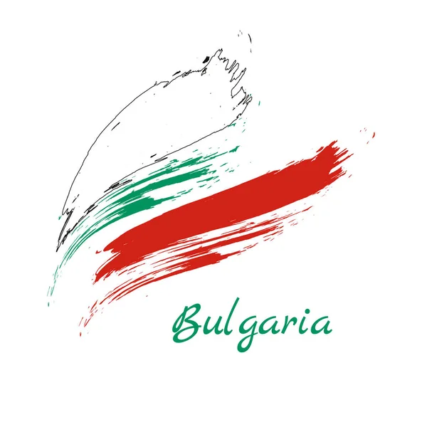 矢量模板说明性保加利亚国旗中欧国家红白绿色刷漆。 在白色背景上分离的向量. — 图库矢量图片