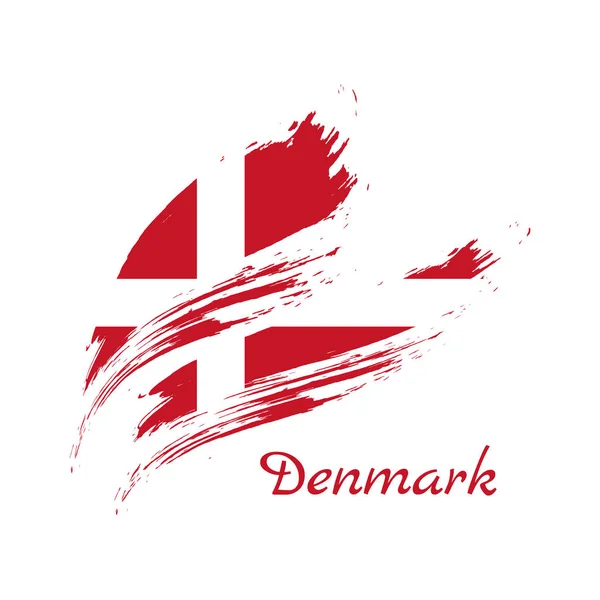 Σημαία της Δανίας σε στυλ Grunge. Βούρτσα εγκεφαλικό επεισόδιο φόντο, διανυσματική απεικόνιση. — Διανυσματικό Αρχείο
