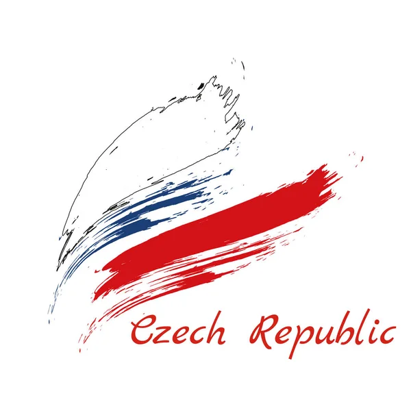 République tchèque coups de pinceau colorés peint icône du drapeau national du pays. Texture peinte . — Image vectorielle