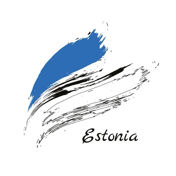 Estônia pinceladas coloridas pintado país baltico nacional ícone bandeira estoniana. Textura pintada . — Vetor de Stock