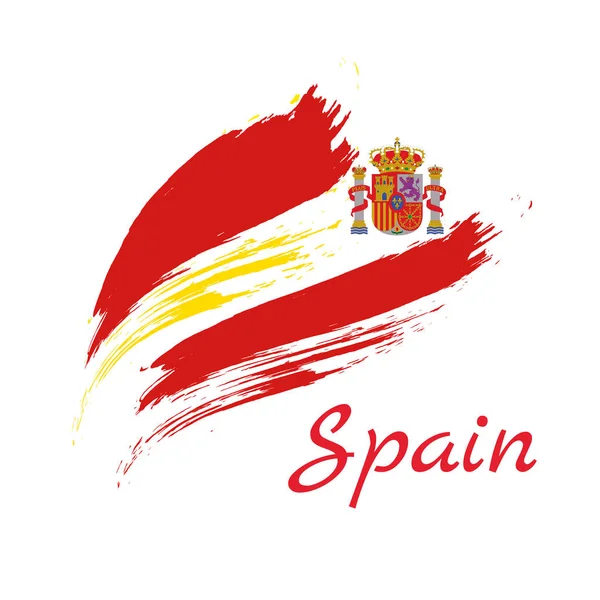 Espanha pinceladas coloridas pintado ícone bandeira do país nacional. Textura pintada . — Vetor de Stock