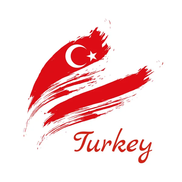 Bandera de Turquía, ilustración de vector de fondo de trazo de pincel — Vector de stock